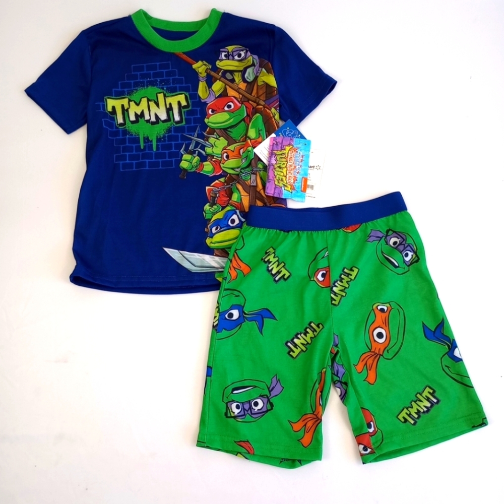 TMNT Kids Pajama Set - Size -4/5 XS Small 2 PC Set Ninja Turtles NWT Blue Green